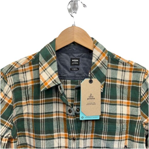 prAna Golden Canyon Flannel Small Womens Plaid Snap Button Shirt Oversized NWT - Picture 8 of 14